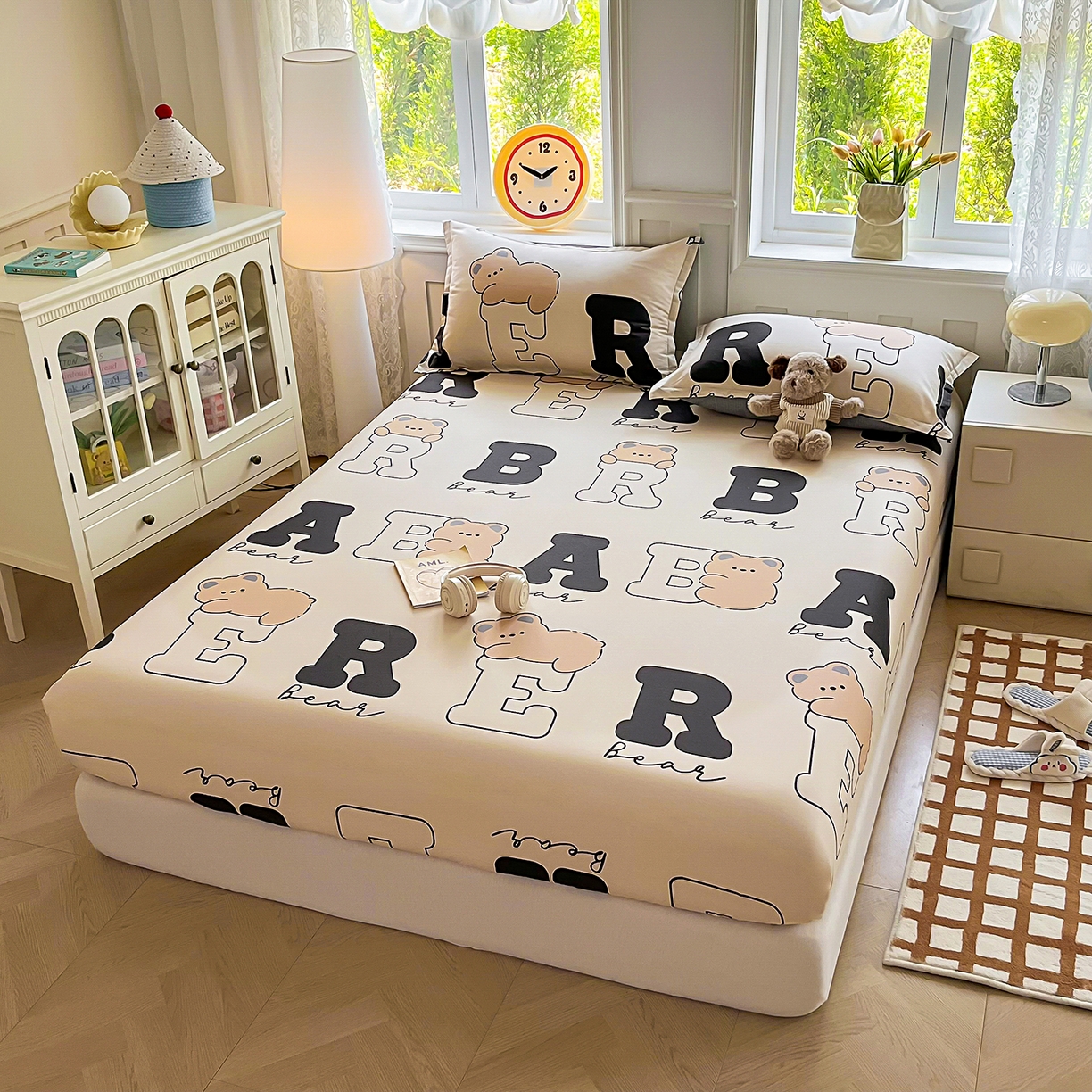 91家纺网 家纺一手货源 找家纺 禧安居 2025新款高支高密活性印染全棉印花床笠全棉床笠单床笠 小淘气