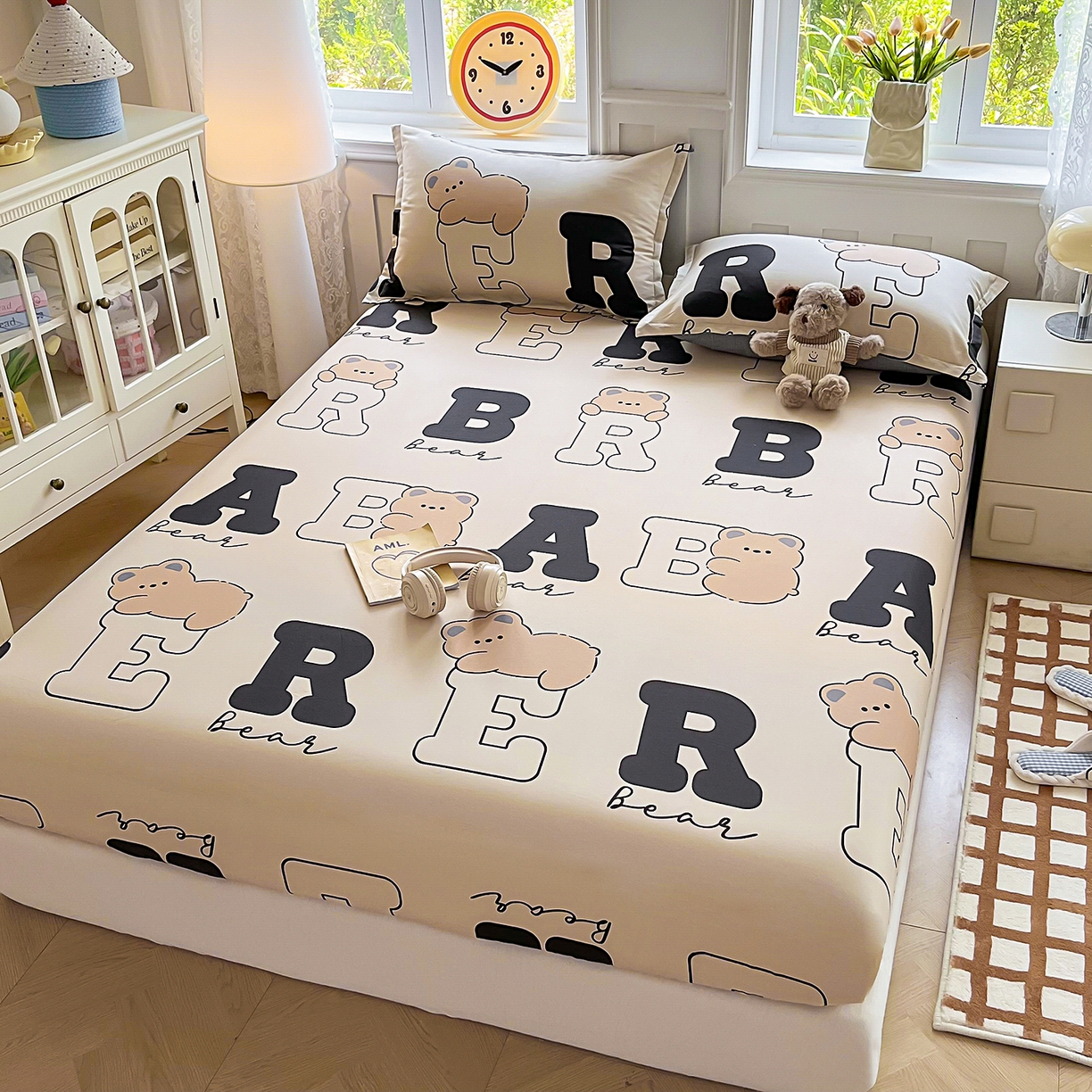 91家纺网 家纺一手货源 找家纺 禧安居 2025新款高支高密活性印染全棉印花床笠全棉床笠单床笠 小淘气