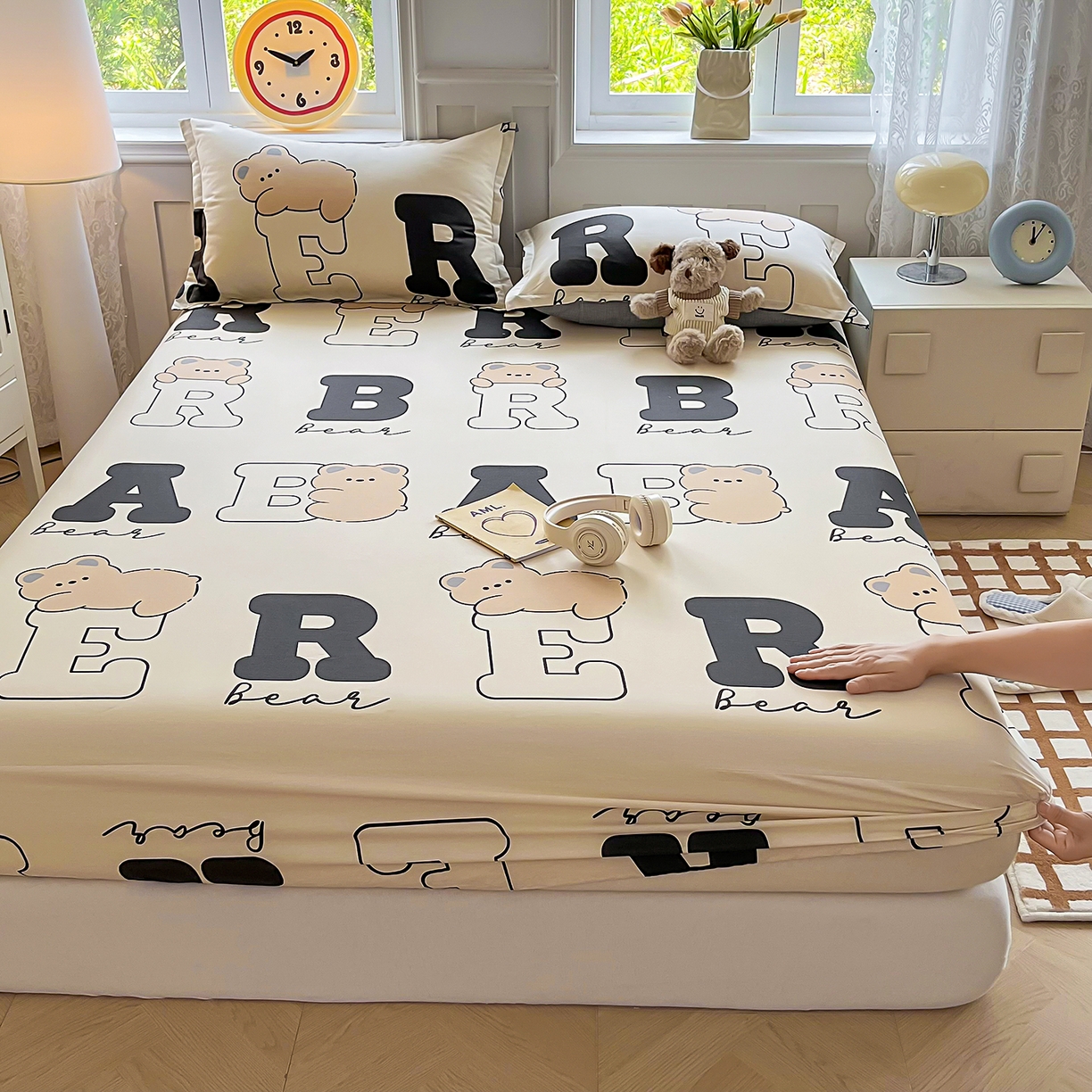 91家纺网 家纺一手货源 找家纺 禧安居 2025新款高支高密活性印染全棉印花床笠全棉床笠单床笠 小淘气