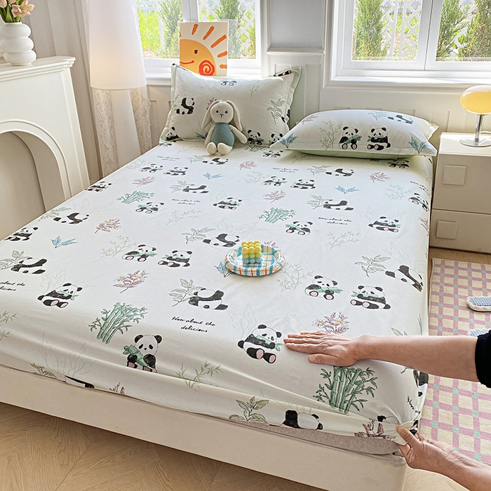 禧安居 2025新款高支高密活性印染全棉印花床笠全棉床笠单床笠 小胖球