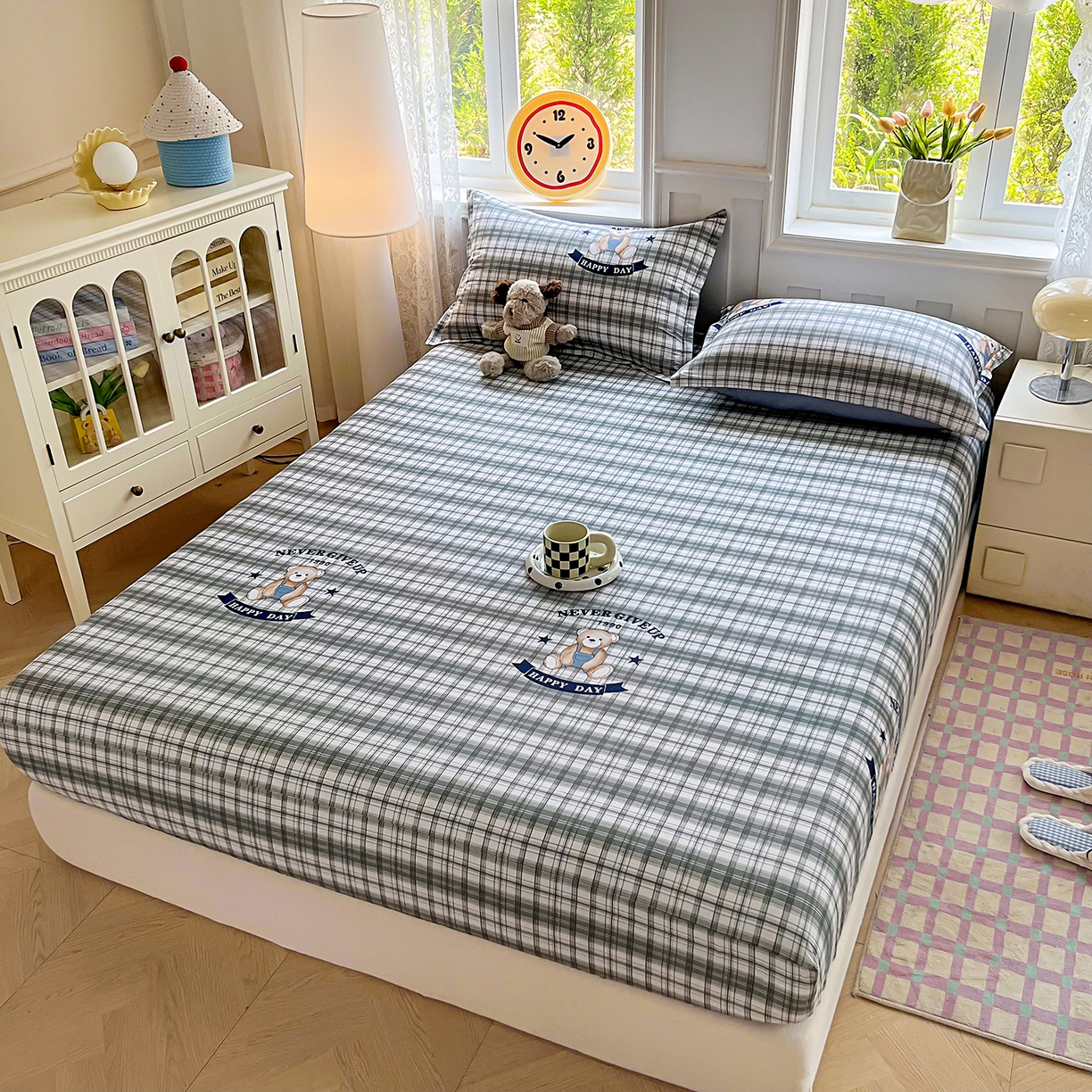 91家纺网 家纺一手货源 找家纺 禧安居 2025新款高支高密活性印染全棉印花床笠全棉床笠单床笠 米乐-蓝