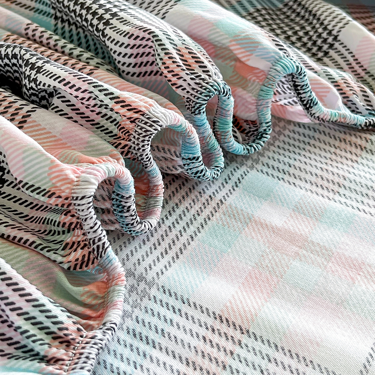 91家纺网 家纺一手货源 找家纺 禧安居 2025新款高支高密活性印染全棉印花床笠全棉床笠单床笠 漫语