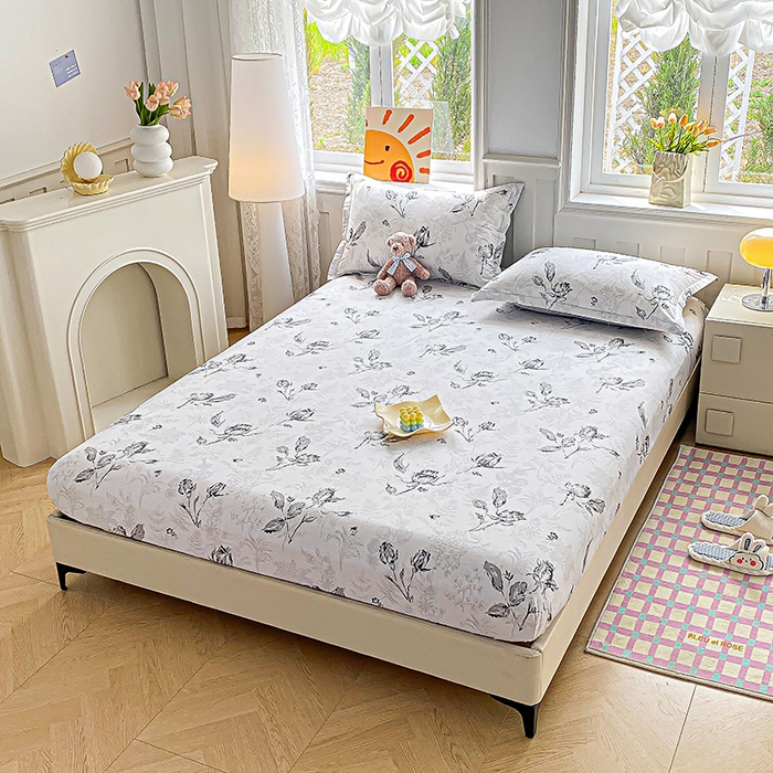 91家纺网 家纺一手货源 找家纺 禧安居 2025新款高支高密活性印染全棉印花床笠全棉床笠单床笠 玫瑰夜语