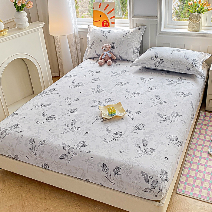 91家纺网 家纺一手货源 找家纺 禧安居 2025新款高支高密活性印染全棉印花床笠全棉床笠单床笠 玫瑰夜语