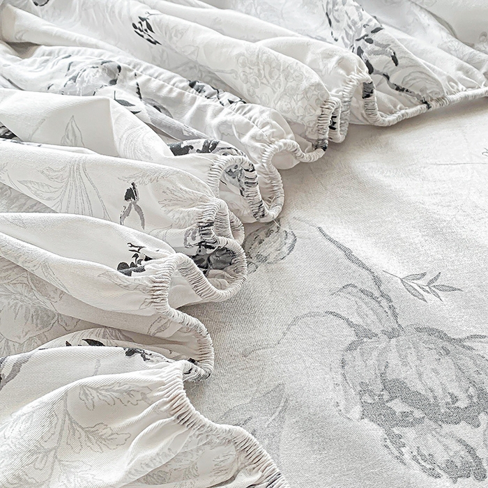 91家纺网 家纺一手货源 找家纺 禧安居 2025新款高支高密活性印染全棉印花床笠全棉床笠单床笠 玫瑰夜语