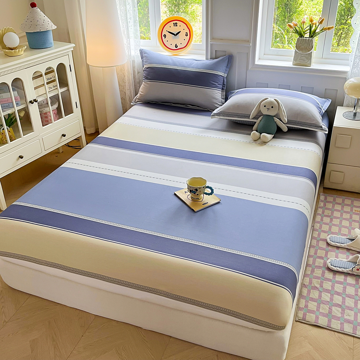 91家纺网 家纺一手货源 找家纺 禧安居 2025新款高支高密活性印染全棉印花床笠全棉床笠单床笠 凌川