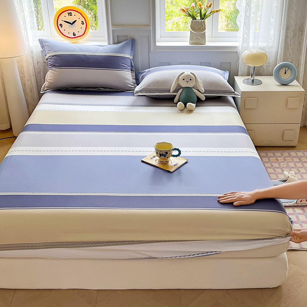 91家纺网 家纺一手货源 找家纺 禧安居 2025新款高支高密活性印染全棉印花床笠全棉床笠单床笠 凌川