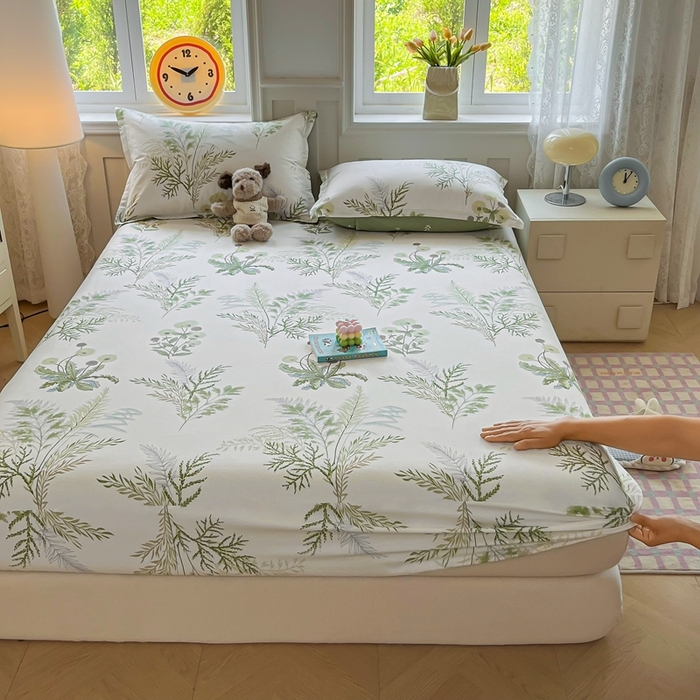 91家纺网 家纺一手货源 找家纺 禧安居 2025新款高支高密活性印染全棉印花床笠全棉床笠单床笠 金秋暖阳