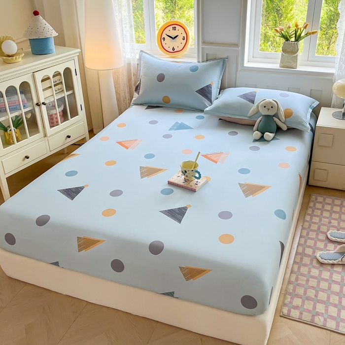 91家纺网 家纺一手货源 找家纺 禧安居 2025新款高支高密活性印染全棉印花床笠全棉床笠单床笠 快乐周末