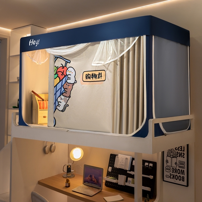 91家纺网 家纺一手货源 找家纺 飞轮海蚊帐 2025新款强遮光防蚊学生蚊帐-XZ-99（靠墙帘选配）购物群