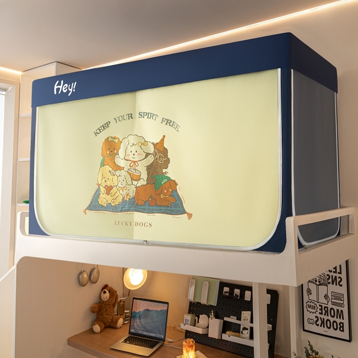 91家纺网 家纺一手货源 找家纺 飞轮海蚊帐 2025新款强遮光防蚊学生蚊帐-XZ-99（靠墙帘选配）快乐家族