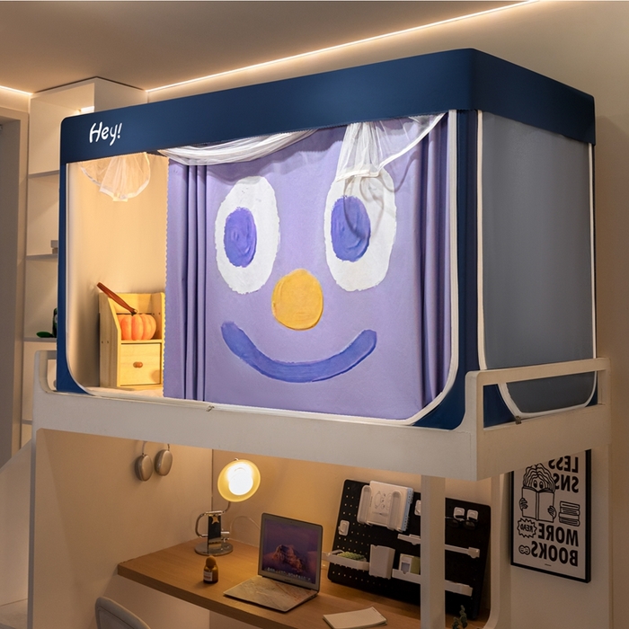 91家纺网 家纺一手货源 找家纺 飞轮海蚊帐 2025新款强遮光防蚊学生蚊帐-XZ-99（靠墙帘选配）开心紫