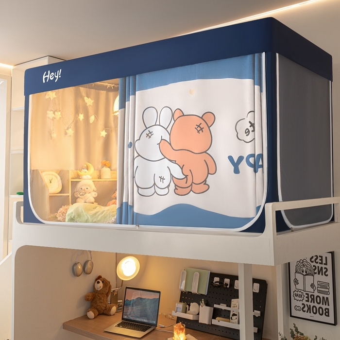 91家纺网 家纺一手货源 找家纺 飞轮海蚊帐 2025新款强遮光防蚊学生蚊帐-XZ-99（靠墙帘选配）在一起