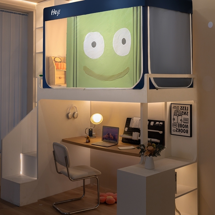 91家纺网 家纺一手货源 找家纺 飞轮海蚊帐 2025新款强遮光防蚊学生蚊帐-XZ-99（靠墙帘选配）开心绿