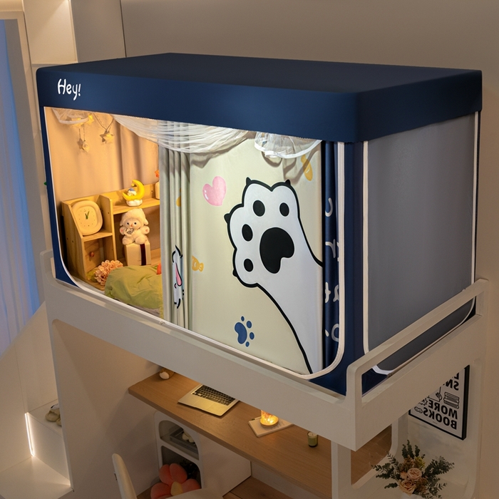 91家纺网 家纺一手货源 找家纺 飞轮海蚊帐 2025新款强遮光防蚊学生蚊帐-XZ-99（靠墙帘选配）你好