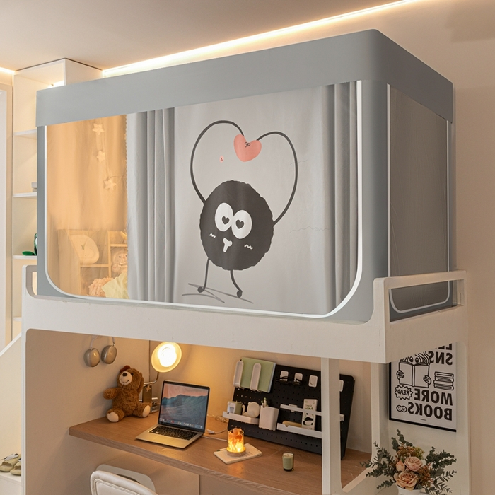 91家纺网 家纺一手货源 找家纺 飞轮海蚊帐 2025新款强遮光防蚊学生蚊帐-XZ-99（靠墙帘选配）爱心球