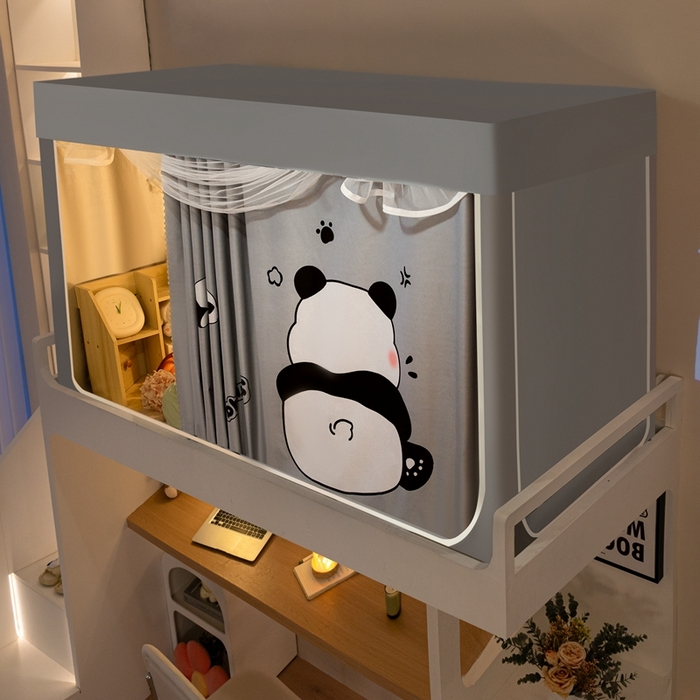 91家纺网 家纺一手货源 找家纺 飞轮海蚊帐 2025新款强遮光防蚊学生蚊帐-XZ-99（靠墙帘选配）熊猫宝