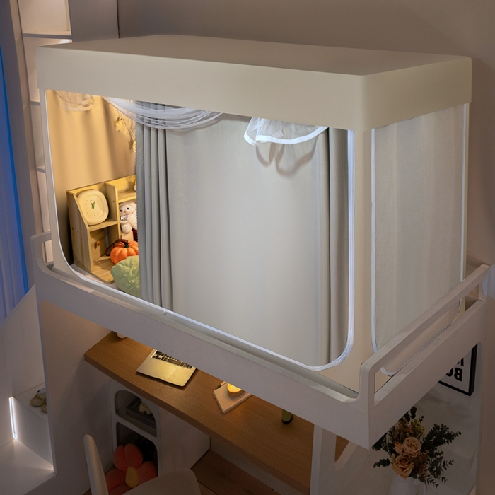 91家纺网 家纺一手货源 找家纺 飞轮海蚊帐 2025新款强遮光防蚊学生蚊帐-XZ-99（靠墙帘选配）奶油黄