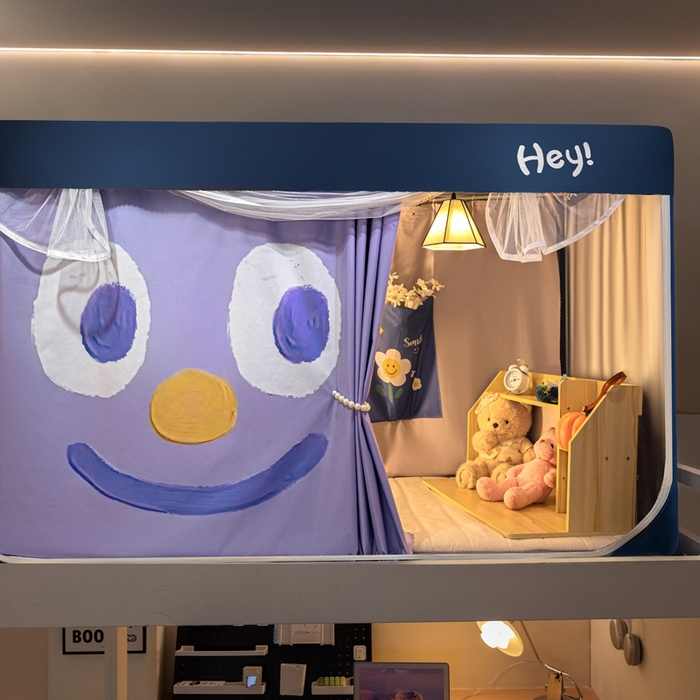 91家纺网 家纺一手货源 找家纺 飞轮海蚊帐 2025新款强遮光防蚊学生蚊帐-XZ-99（靠墙帘选配）开心紫