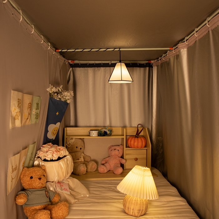 91家纺网 家纺一手货源 找家纺 飞轮海蚊帐 2025新款强遮光防蚊学生蚊帐-XZ-99（靠墙帘选配）开心粉