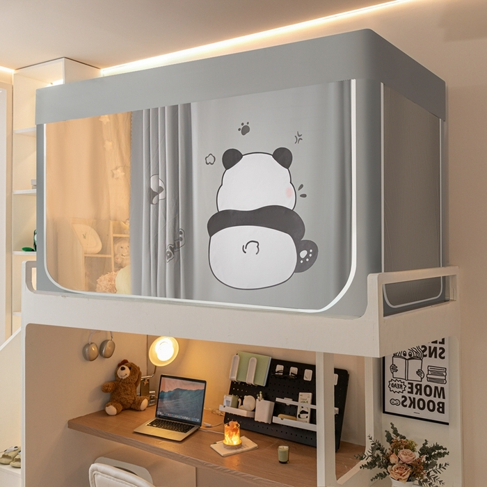 91家纺网 家纺一手货源 找家纺 飞轮海蚊帐 2025新款强遮光防蚊学生蚊帐-XZ-99（靠墙帘选配）熊猫宝