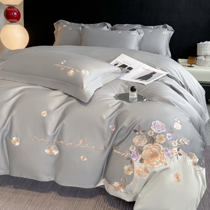 91家纺网 家纺一手货源 找家纺 （总）桃园 2025新款纯棉全棉长绒棉刺绣绣花四件套-梦境（高端礼盒）（券后不低于198）