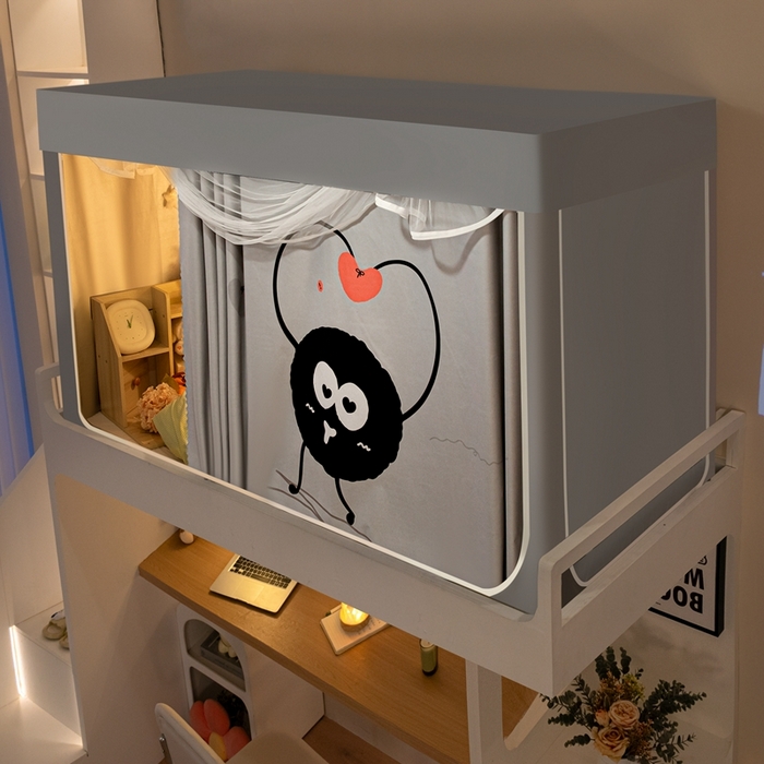 91家纺网 家纺一手货源 找家纺 飞轮海蚊帐 2025新款强遮光防蚊学生蚊帐-XZ-99（靠墙帘选配）爱心球