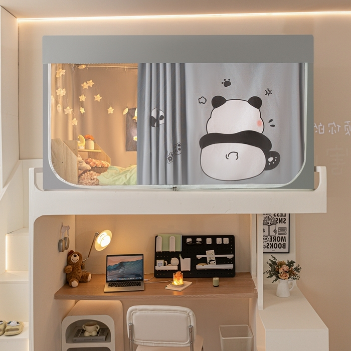 91家纺网 家纺一手货源 找家纺 飞轮海蚊帐 2025新款强遮光防蚊学生蚊帐-XZ-99（靠墙帘选配）熊猫宝