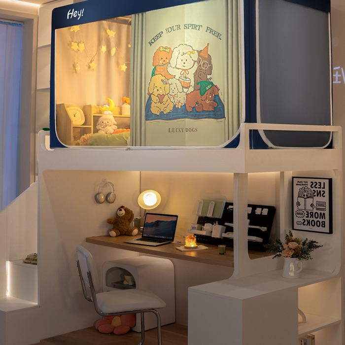 91家纺网 家纺一手货源 找家纺 飞轮海蚊帐 2025新款强遮光防蚊学生蚊帐-XZ-99（靠墙帘选配）快乐家族