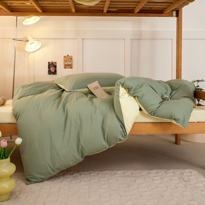 91家纺网 家纺一手货源 找家纺 （总）芷凡家纺 2024新款水洗磨毛纯色双拼学生三件套四件套