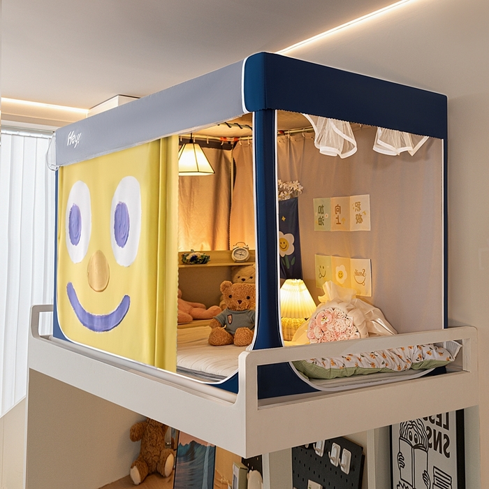 91家纺网 家纺一手货源 找家纺 飞轮海蚊帐 2025新款强遮光防蚊学生蚊帐-XZ-99（靠墙帘选配）开心黄