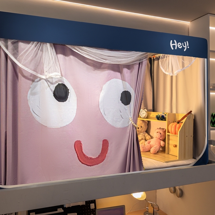 91家纺网 家纺一手货源 找家纺 飞轮海蚊帐 2025新款强遮光防蚊学生蚊帐-XZ-99（靠墙帘选配）开心粉