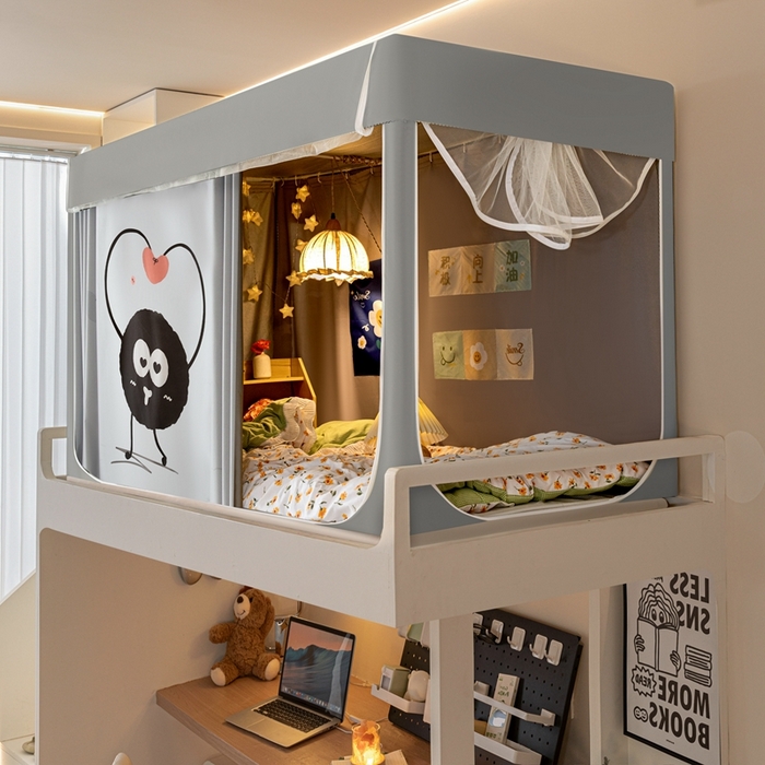 91家纺网 家纺一手货源 找家纺 飞轮海蚊帐 2025新款强遮光防蚊学生蚊帐-XZ-99（靠墙帘选配）爱心球