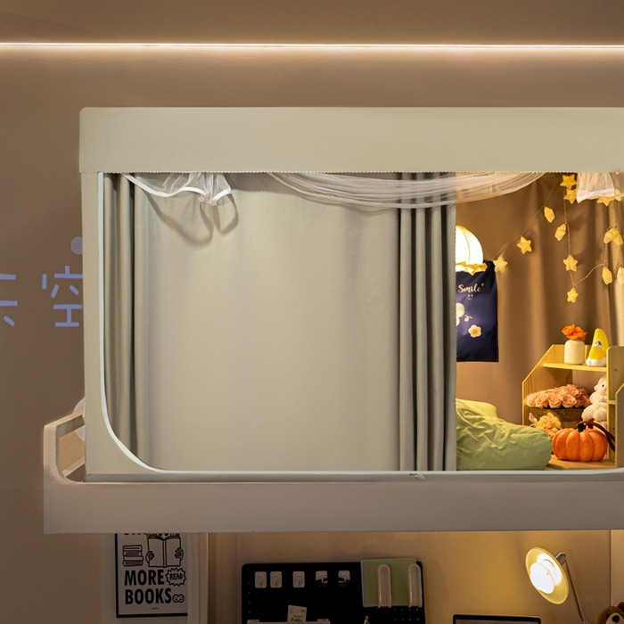 91家纺网 家纺一手货源 找家纺 飞轮海蚊帐 2025新款强遮光防蚊学生蚊帐-XZ-99（靠墙帘选配）奶油黄