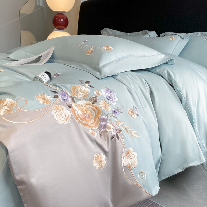 91家纺网 家纺一手货源 找家纺 （总）桃园 2025新款纯棉全棉长绒棉刺绣绣花四件套-梦境（高端礼盒）（券后不低于198）