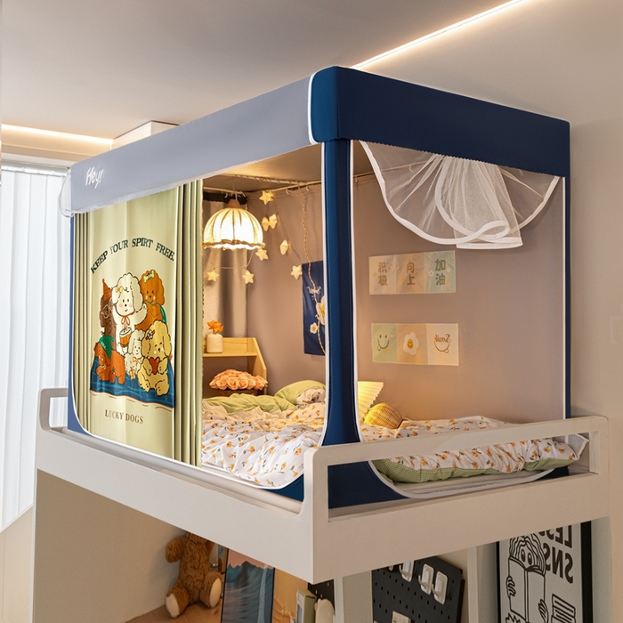 91家纺网 家纺一手货源 找家纺 飞轮海蚊帐 2025新款强遮光防蚊学生蚊帐-XZ-99（靠墙帘选配）快乐家族