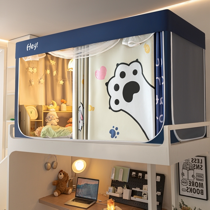 91家纺网 家纺一手货源 找家纺 飞轮海蚊帐 2025新款强遮光防蚊学生蚊帐-XZ-99（靠墙帘选配）你好