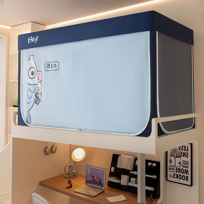 91家纺网 家纺一手货源 找家纺 飞轮海蚊帐 2025新款强遮光防蚊学生蚊帐-XZ-99（靠墙帘选配）摸鱼群