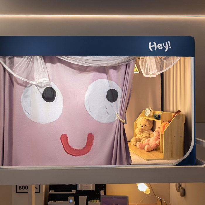 91家纺网 家纺一手货源 找家纺 飞轮海蚊帐 2025新款强遮光防蚊学生蚊帐-XZ-99（靠墙帘选配）开心粉