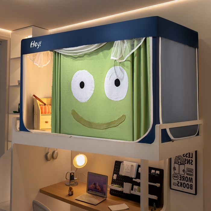 91家纺网 家纺一手货源 找家纺 飞轮海蚊帐 2025新款强遮光防蚊学生蚊帐-XZ-99（靠墙帘选配）开心绿