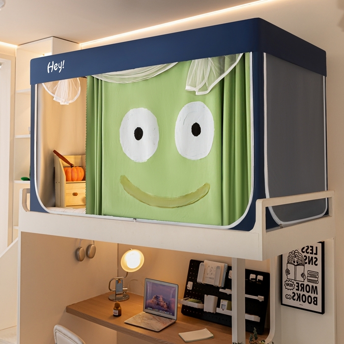 91家纺网 家纺一手货源 找家纺 飞轮海蚊帐 2025新款强遮光防蚊学生蚊帐-XZ-99（靠墙帘选配）开心绿