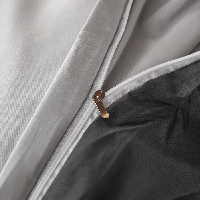 91家纺网 家纺一手货源 找家纺 芷凡家纺 2024新款水洗磨毛纯色双拼学生三件套四件套 灰白+中灰