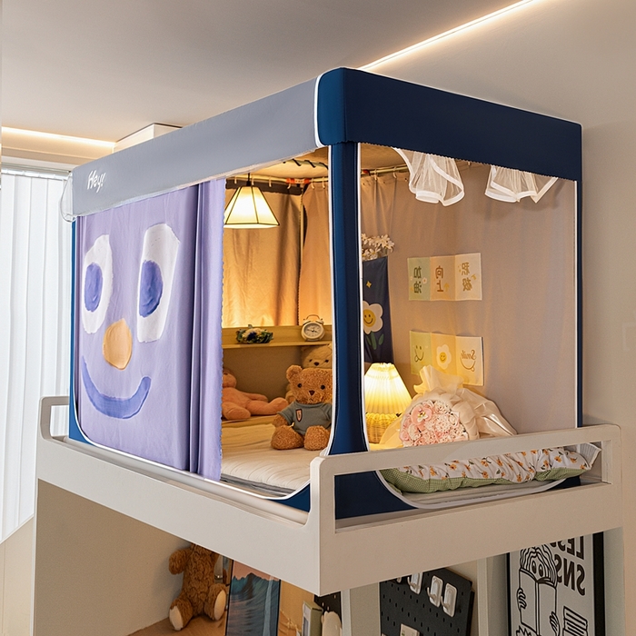 91家纺网 家纺一手货源 找家纺 飞轮海蚊帐 2025新款强遮光防蚊学生蚊帐-XZ-99（靠墙帘选配）开心紫