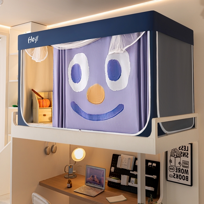 91家纺网 家纺一手货源 找家纺 飞轮海蚊帐 2025新款强遮光防蚊学生蚊帐-XZ-99（靠墙帘选配）开心紫