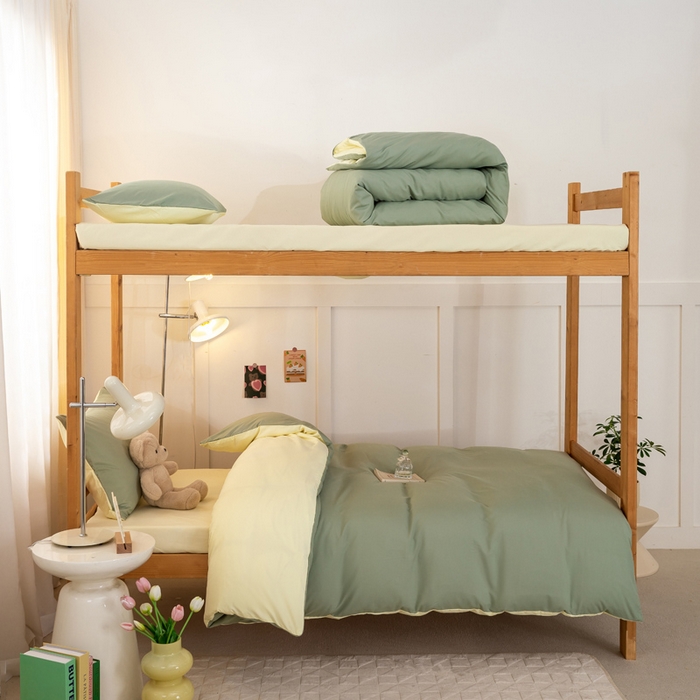 91家纺网 家纺一手货源 找家纺 （总）芷凡家纺 2024新款水洗磨毛纯色双拼学生三件套四件套