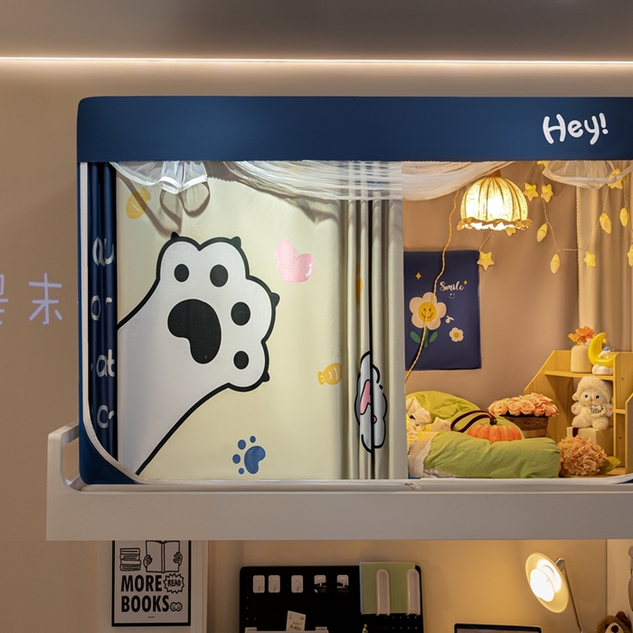 91家纺网 家纺一手货源 找家纺 飞轮海蚊帐 2025新款强遮光防蚊学生蚊帐-XZ-99（靠墙帘选配）你好