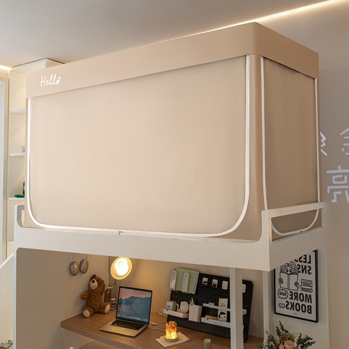 91家纺网 家纺一手货源 找家纺 飞轮海蚊帐 2025新款强遮光防蚊学生蚊帐-XZ-99（靠墙帘选配）香槟