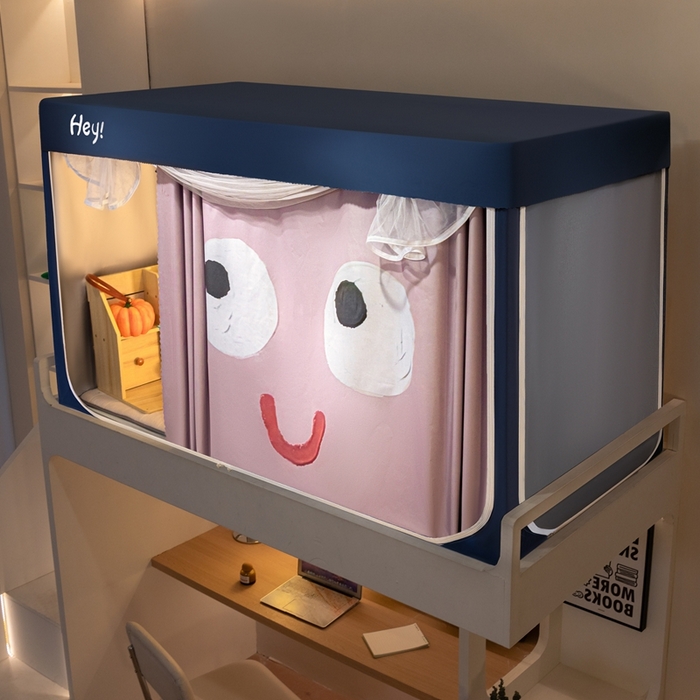 91家纺网 家纺一手货源 找家纺 飞轮海蚊帐 2025新款强遮光防蚊学生蚊帐-XZ-99（靠墙帘选配）开心粉