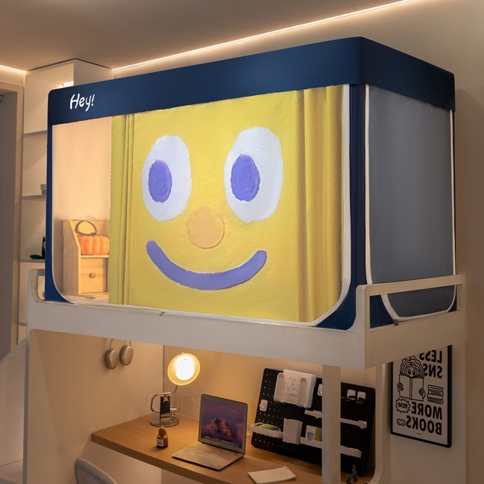 91家纺网 家纺一手货源 找家纺 飞轮海蚊帐 2025新款强遮光防蚊学生蚊帐-XZ-99（靠墙帘选配）开心黄