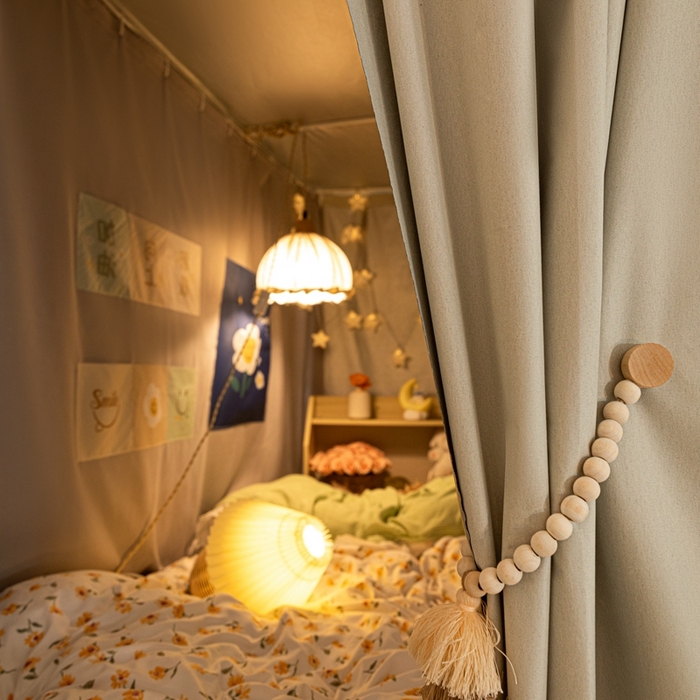 91家纺网 家纺一手货源 找家纺 飞轮海蚊帐 2025新款强遮光防蚊学生蚊帐-XZ-99（靠墙帘选配）奶油黄